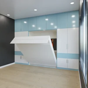Wall bed with storage and loft for modern bedroom