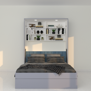 Wall bed with integrated shelving and display