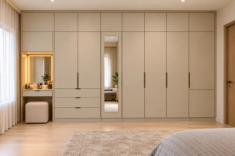Closet with Dressing Unit 1 Modern bedroom closet design with closed storage