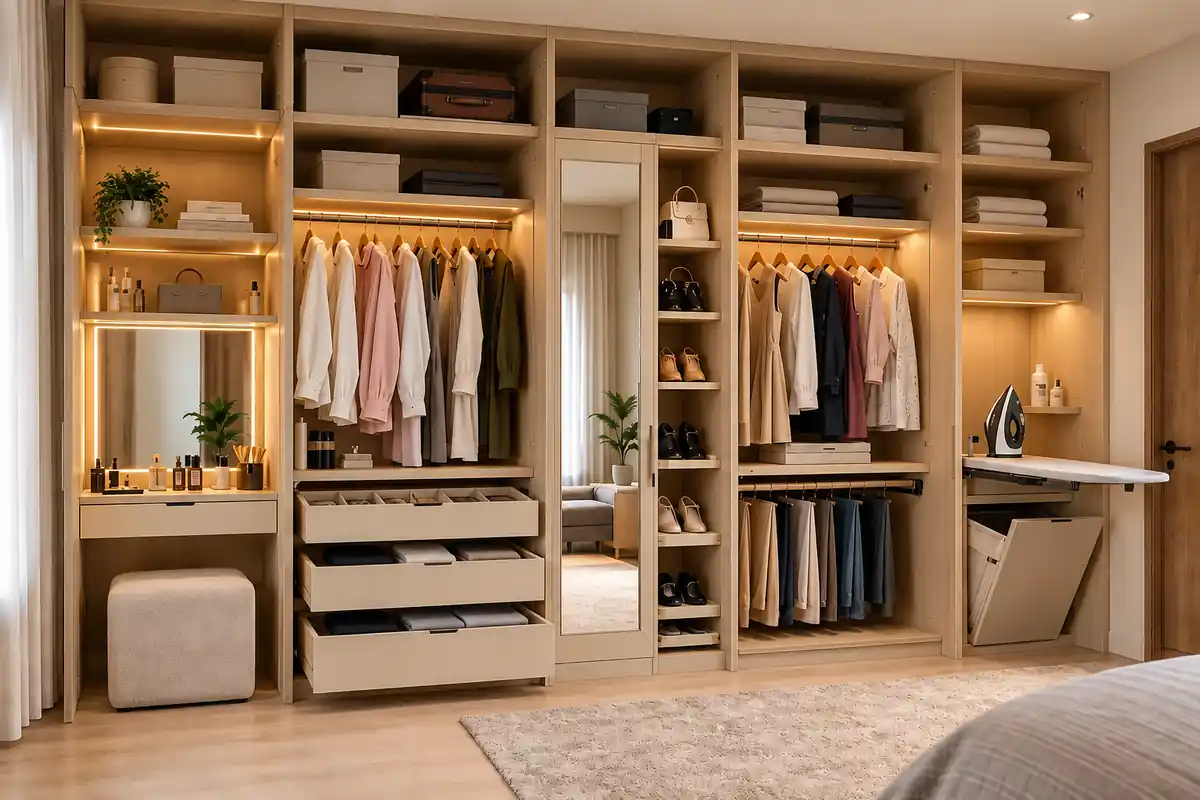 Closet with Dressing Unit 5 Open closet storage with organized