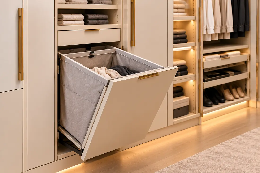 Walk-in Closet 4 Walk-in closet with pull-out laundry basket