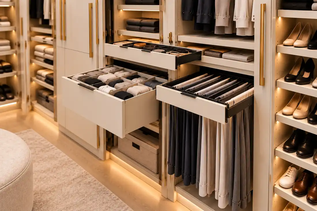 Walk-in Closet 7 Walk-in closet with socks pants and shoe storage